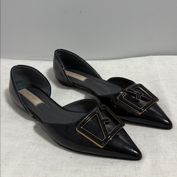 Franco Sarto Women's Hadley Black Patent Pointed Toe Flats Slip Ons size 9.5 - Picture 2 of 8